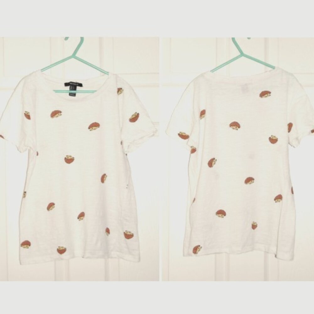 Forever 21 Hedgehog Tee, Juniors Size S (Bust: 34"), 100% Cotton, White